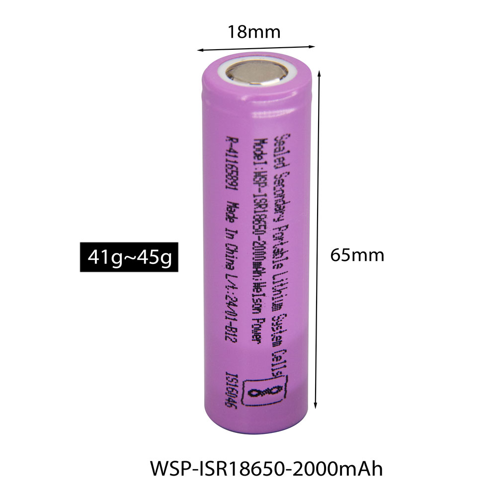 18650 2000mah 37v Cylinder Nmc Wsp Isr18650 2000mah Lithium Ion